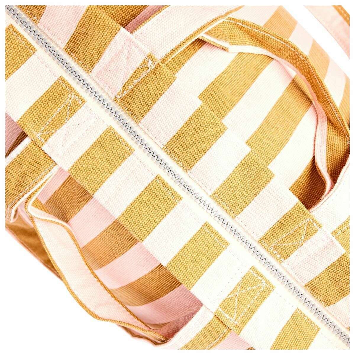 Roka Marylebone Large Cotton Canvas Tote Bag - Rose Gold Stripe - Image 5