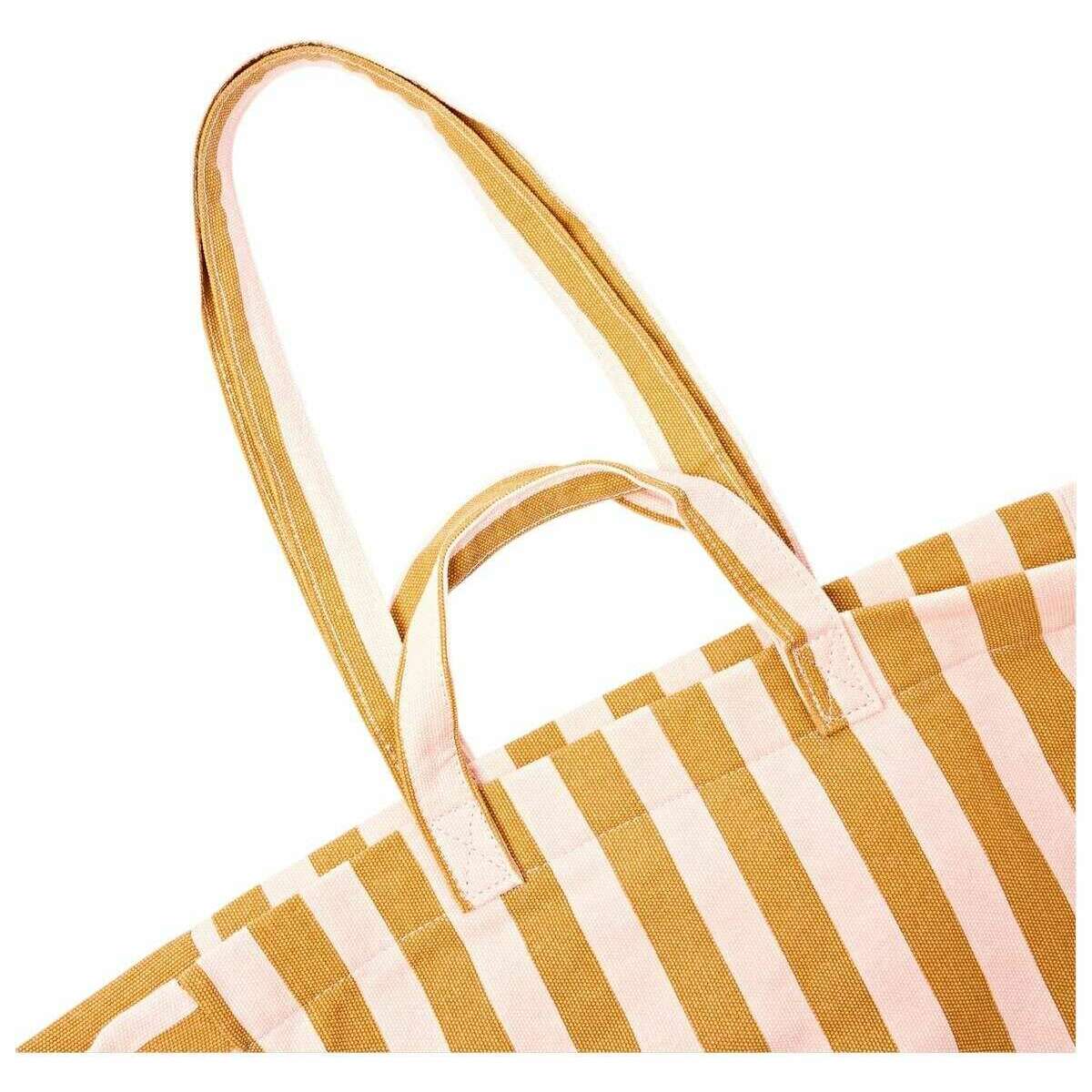 Roka Marylebone Large Cotton Canvas Tote Bag - Rose Gold Stripe - Image 6