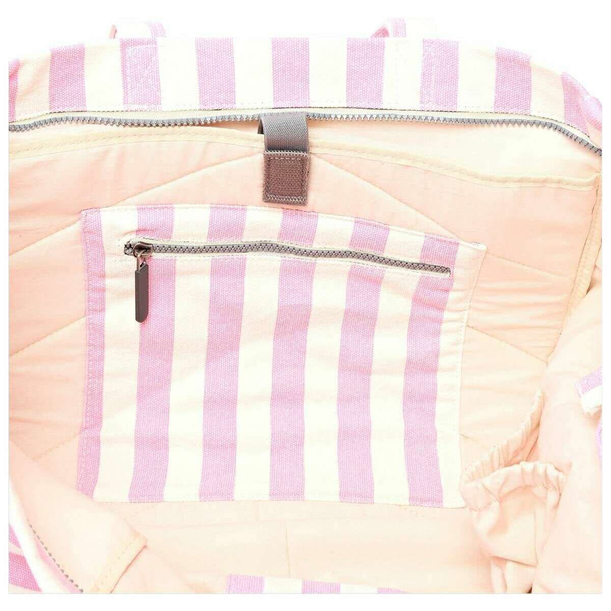 Roka Marylebone Large Cotton Canvas Tote Bag - Sherbet Stripe Pink/White - Image 4