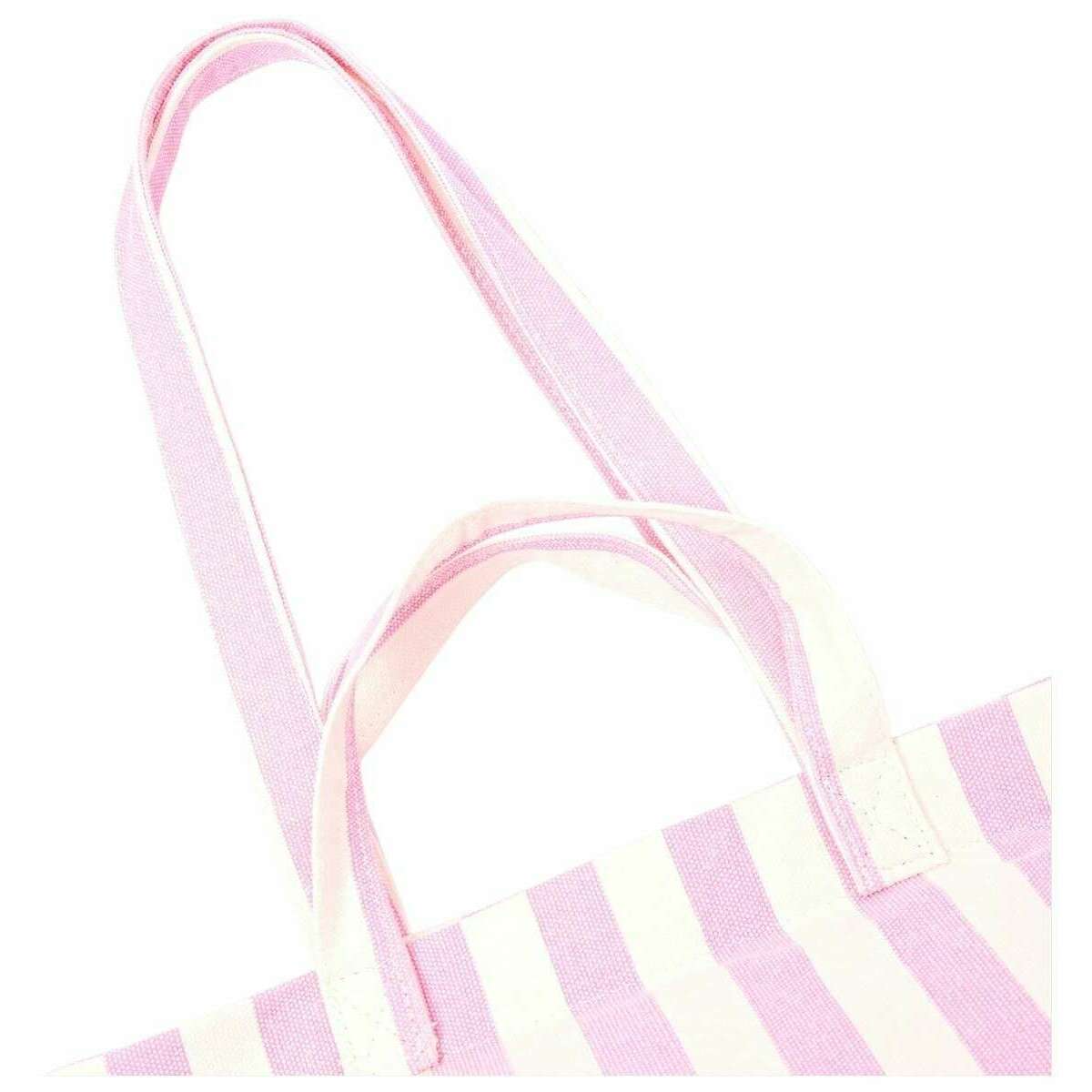 Roka Marylebone Large Cotton Canvas Tote Bag - Sherbet Stripe Pink/White - Image 6