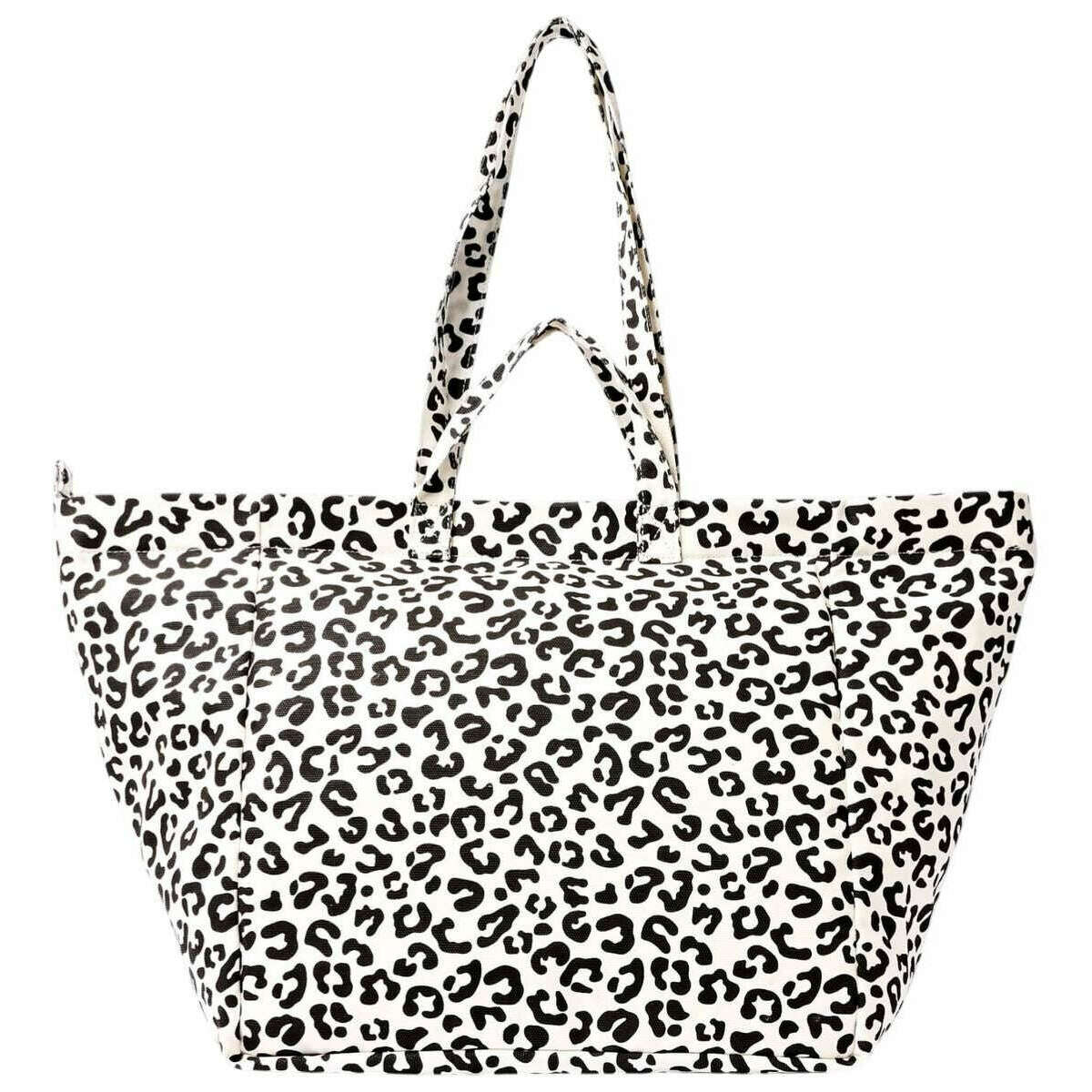 Roka Marylebone Large Cotton Canvas Tote Bag - Summer Leopard White/Black - Image 2