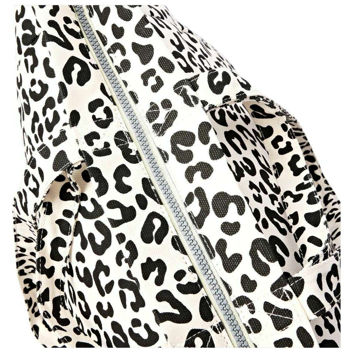Roka Marylebone Large Cotton Canvas Tote Bag - Summer Leopard White/Black - Image 5