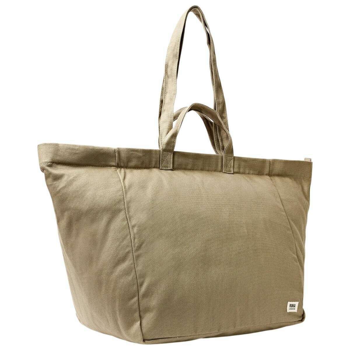 Roka Marylebone Large Cotton Canvas Tote Bag - Taupe Beige - Image 3