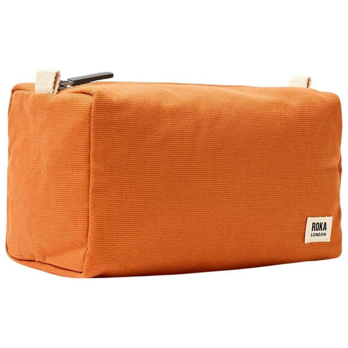 Roka Mayfair Small Cotton Canvas Wash Bag - Burnt Orange - Image 3