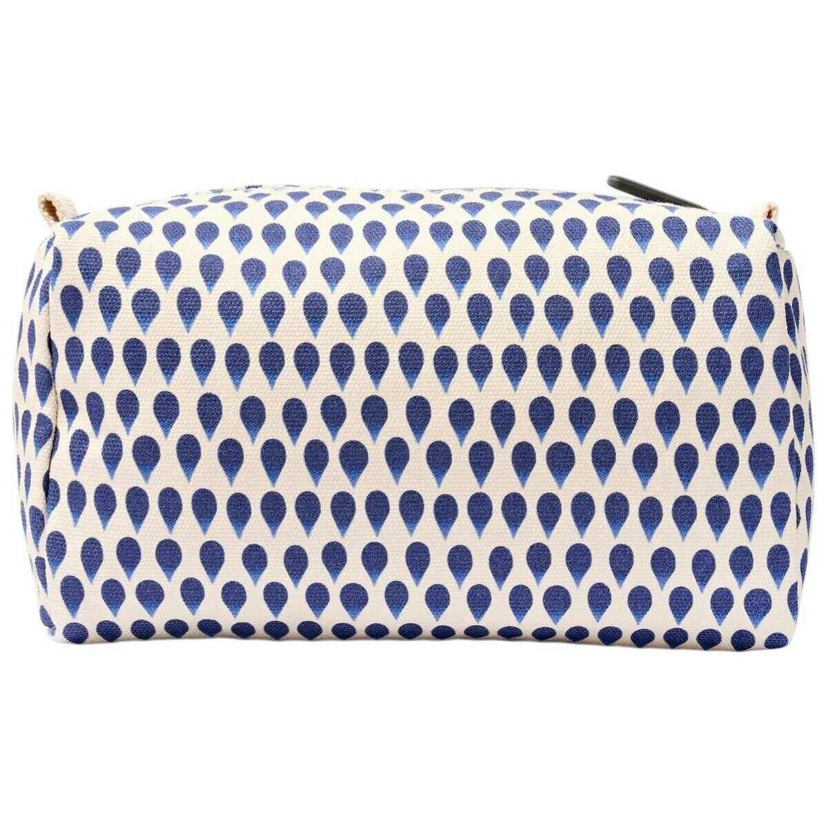 Roka Mayfair Small Cotton Canvas Wash Bag - Indigo Drop Blue/White - Image 2