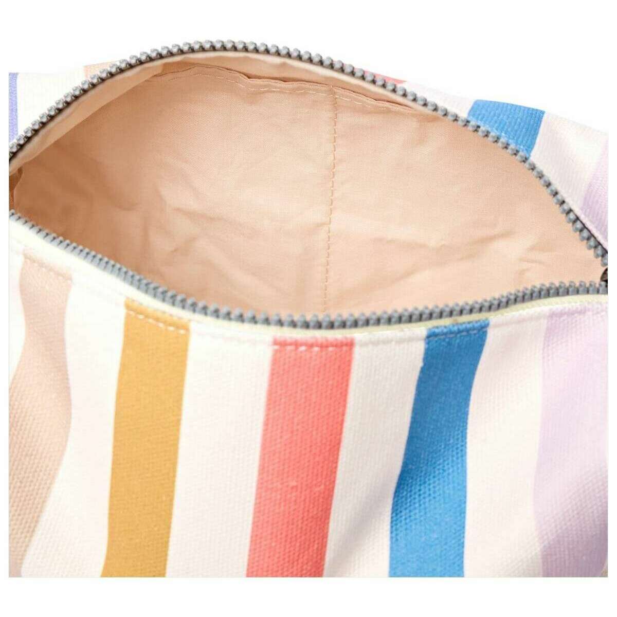 Roka Mayfair Small Cotton Canvas Wash Bag - Pastel Multistripe/White/Blue - Image 4