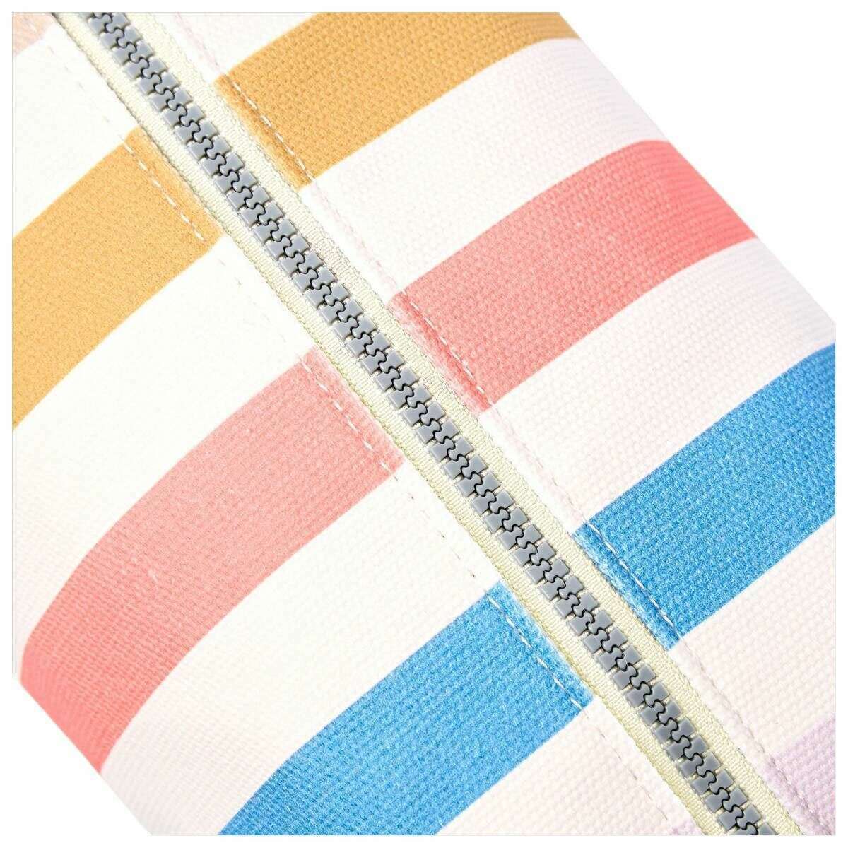 Roka Mayfair Small Cotton Canvas Wash Bag - Pastel Multistripe/White/Blue - Image 5
