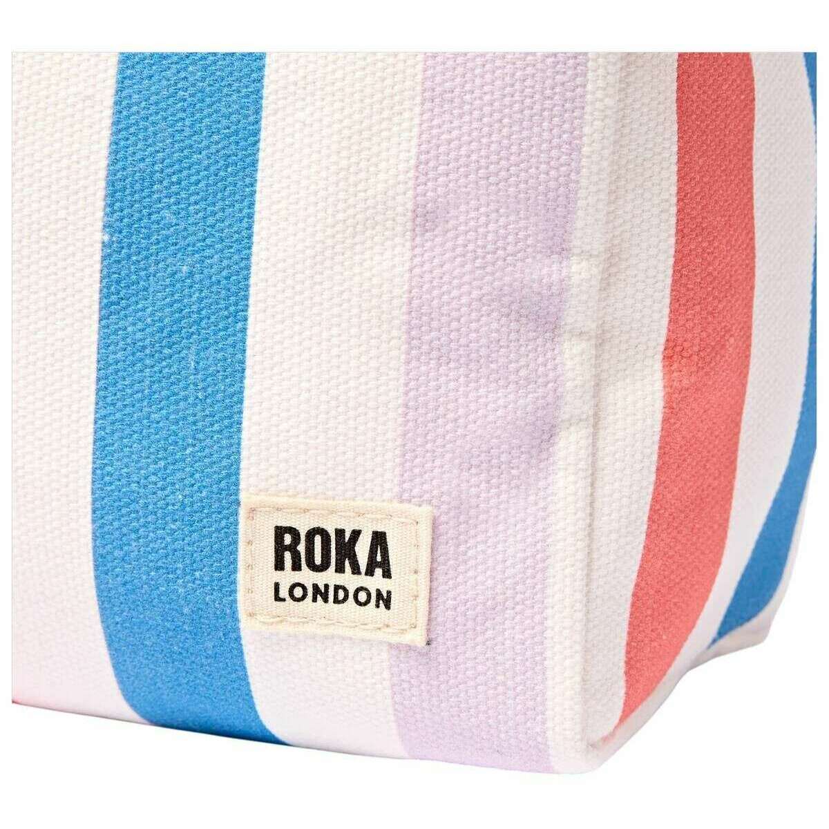 Roka Mayfair Small Cotton Canvas Wash Bag - Pastel Multistripe/White/Blue - Image 7