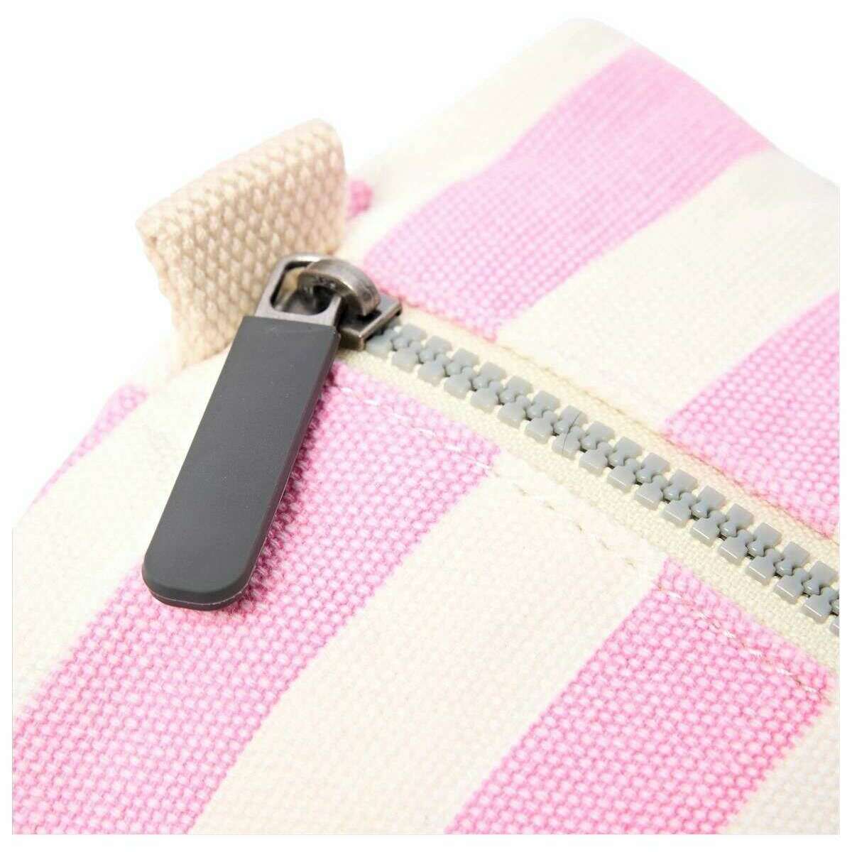 Roka Mayfair Small Cotton Canvas Wash Bag - Sherbet Stripe Pink/White - Image 6