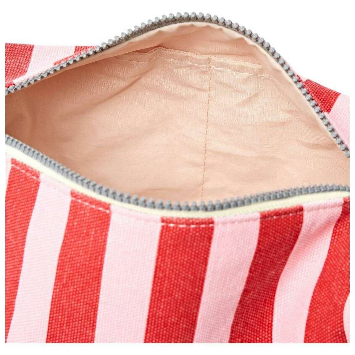 Roka Mayfair Small Cotton Canvas Wash Bag - Strawberry Stripe Pink/White - Image 4