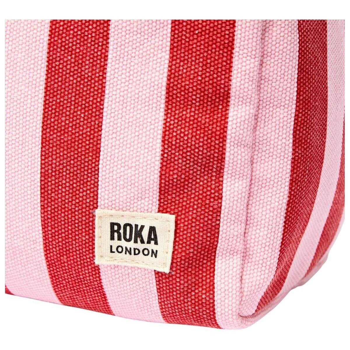 Roka Mayfair Small Cotton Canvas Wash Bag - Strawberry Stripe Pink/White - Image 7