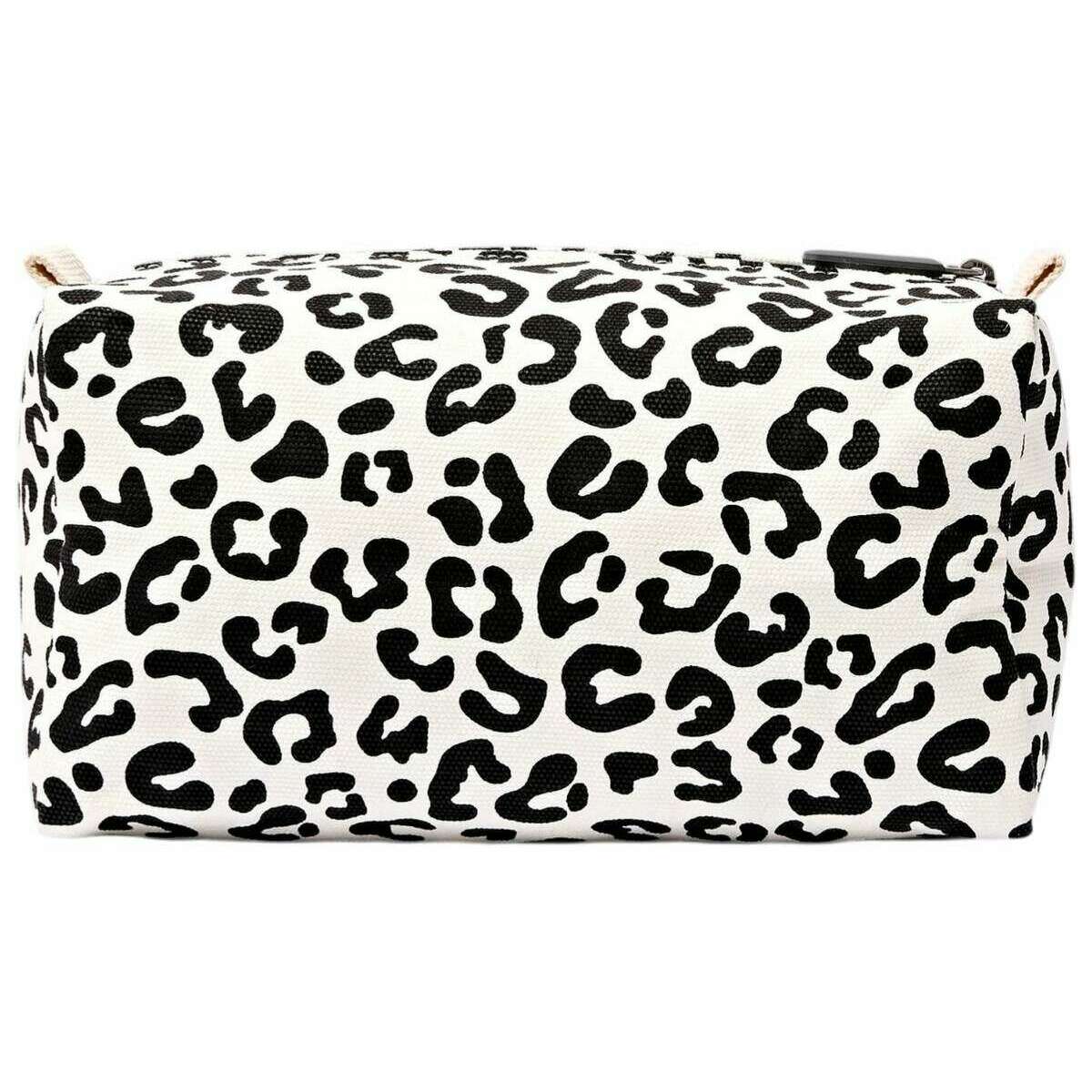 Roka Mayfair Small Cotton Canvas Wash Bag - Summer Leopard White/Black - Image 2