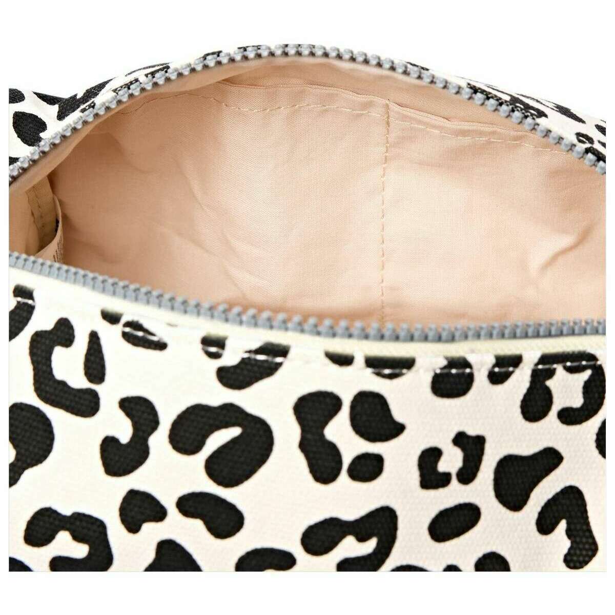 Roka Mayfair Small Cotton Canvas Wash Bag - Summer Leopard White/Black - Image 4