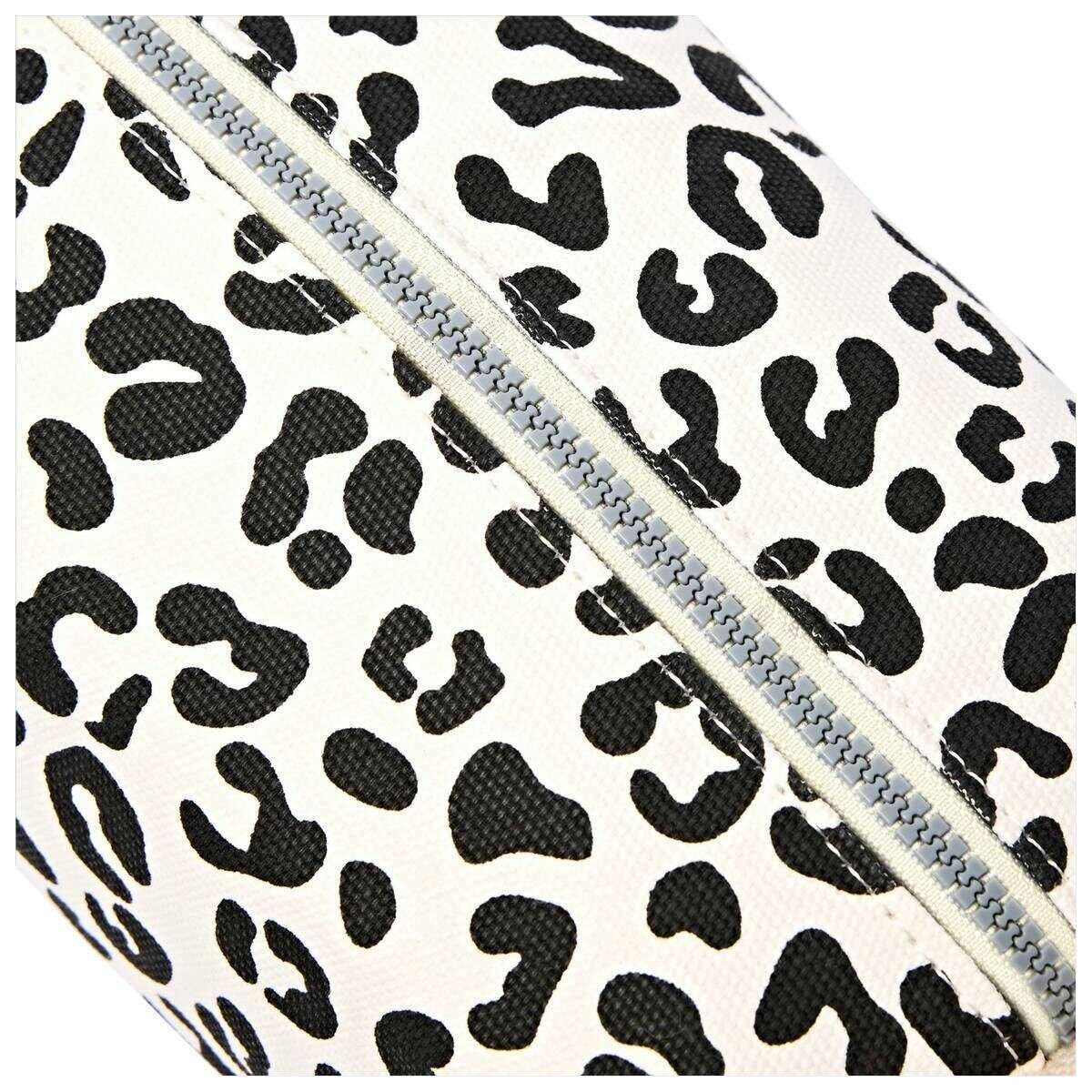 Roka Mayfair Small Cotton Canvas Wash Bag - Summer Leopard White/Black - Image 5