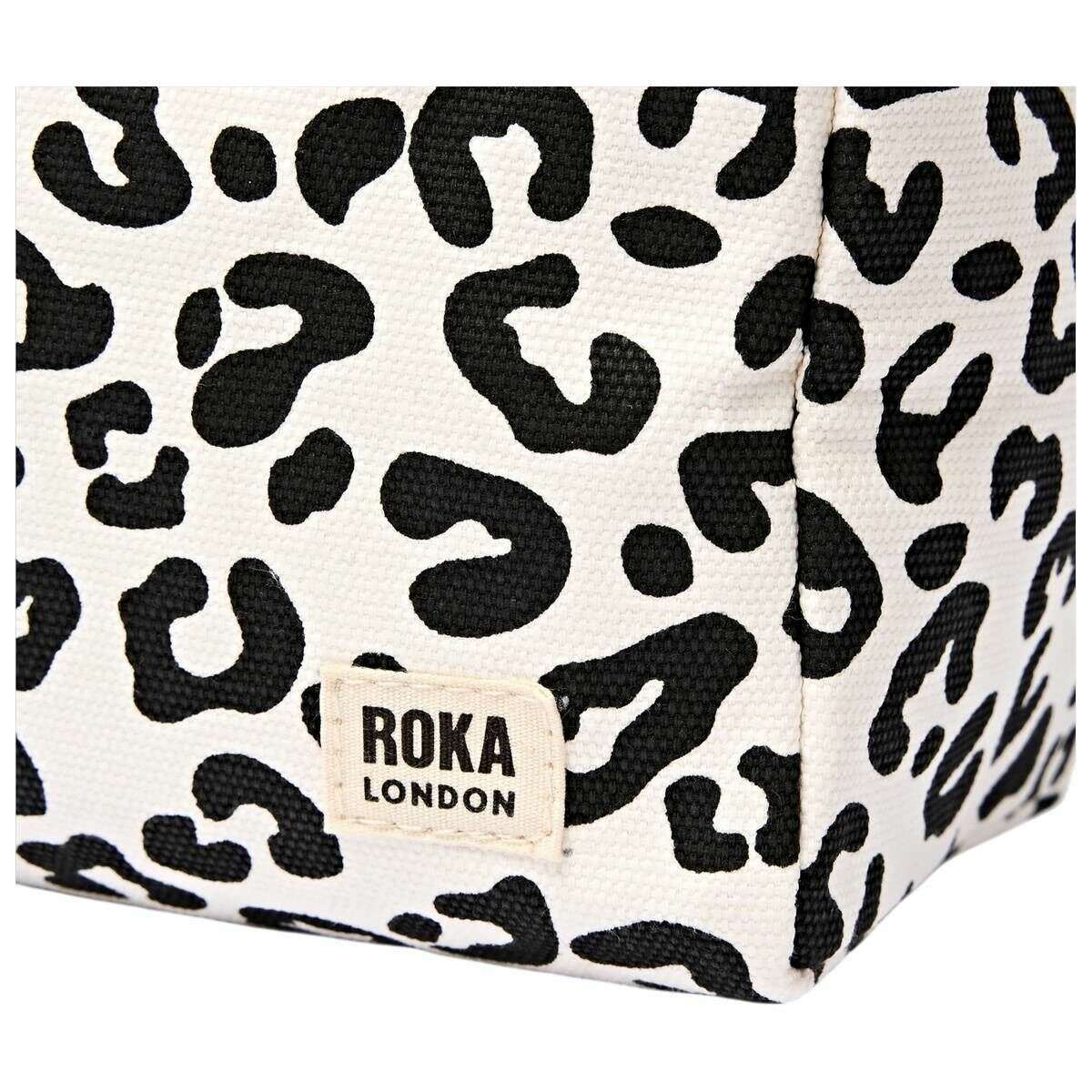 Roka Mayfair Small Cotton Canvas Wash Bag - Summer Leopard White/Black - Image 7