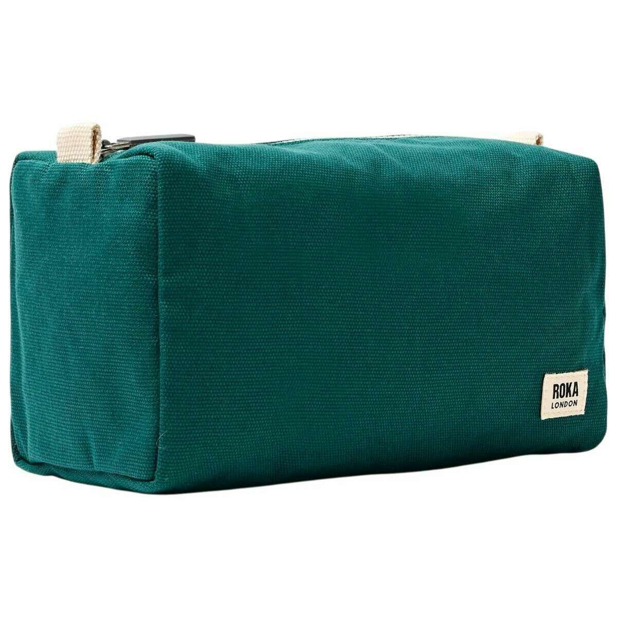 Roka Mayfair Small Cotton Canvas Wash Bag - Teal Blue - Image 3