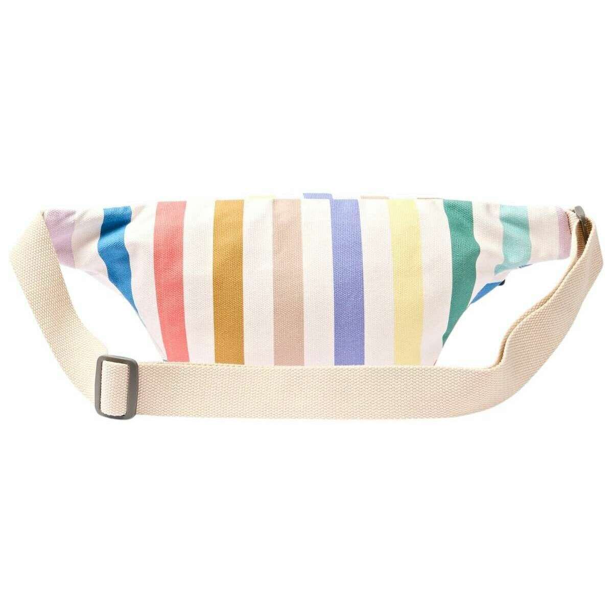 Roka Mill Hill Small Cotton Canvas Crossbody Bag - Pastel Multistripe/White/Blue - Image 2
