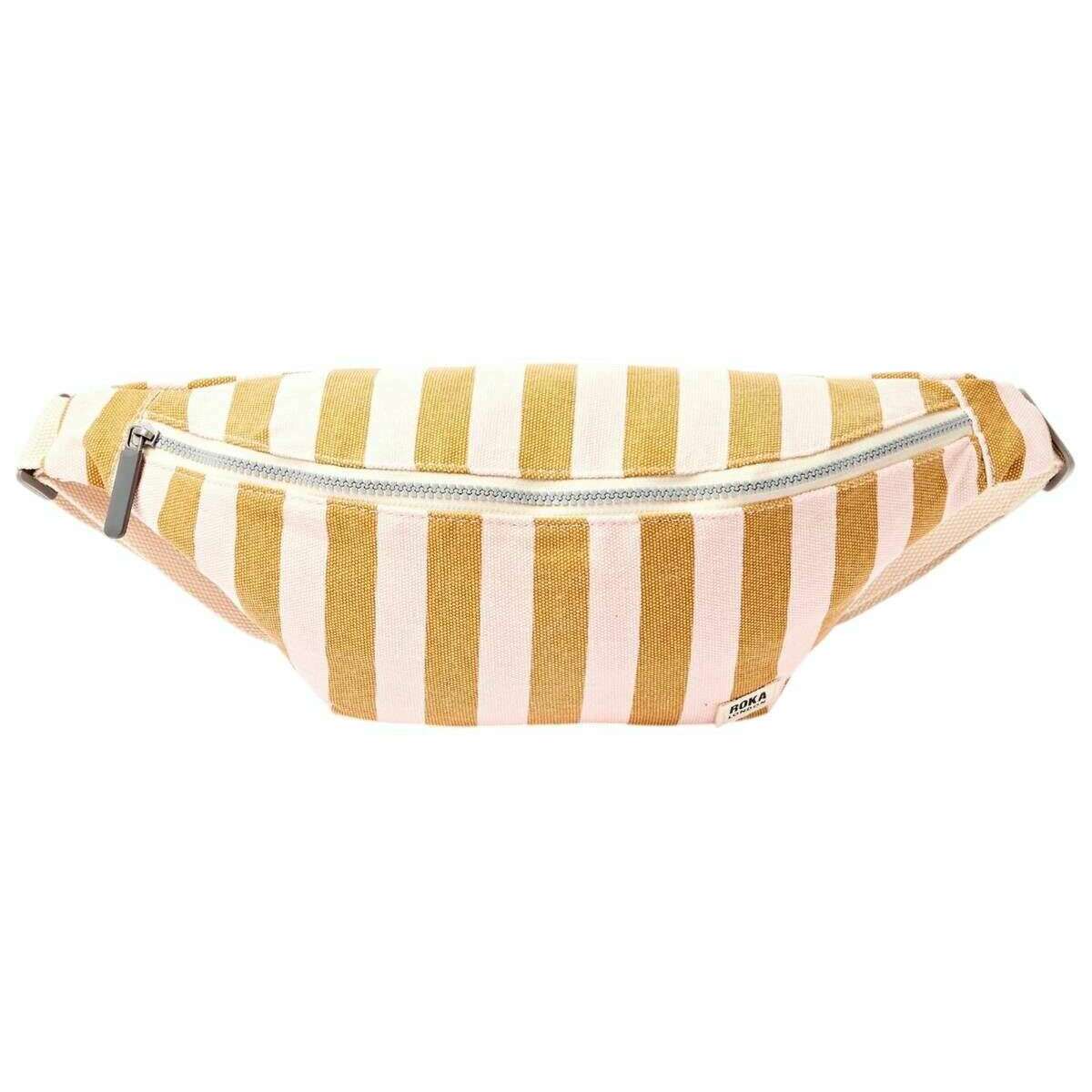 Roka Mill Hill Small Cotton Canvas Crossbody Bag - Rose Gold Stripe