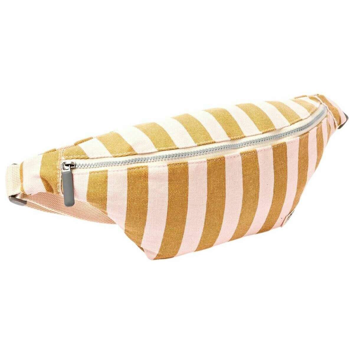 Roka Mill Hill Small Cotton Canvas Crossbody Bag - Rose Gold Stripe - Image 3