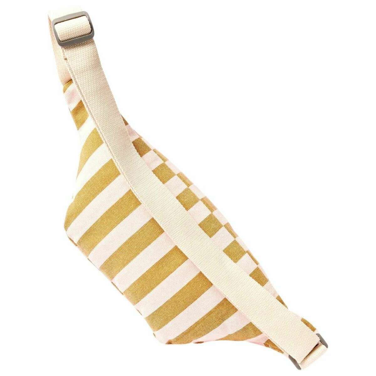 Roka Mill Hill Small Cotton Canvas Crossbody Bag - Rose Gold Stripe - Image 4