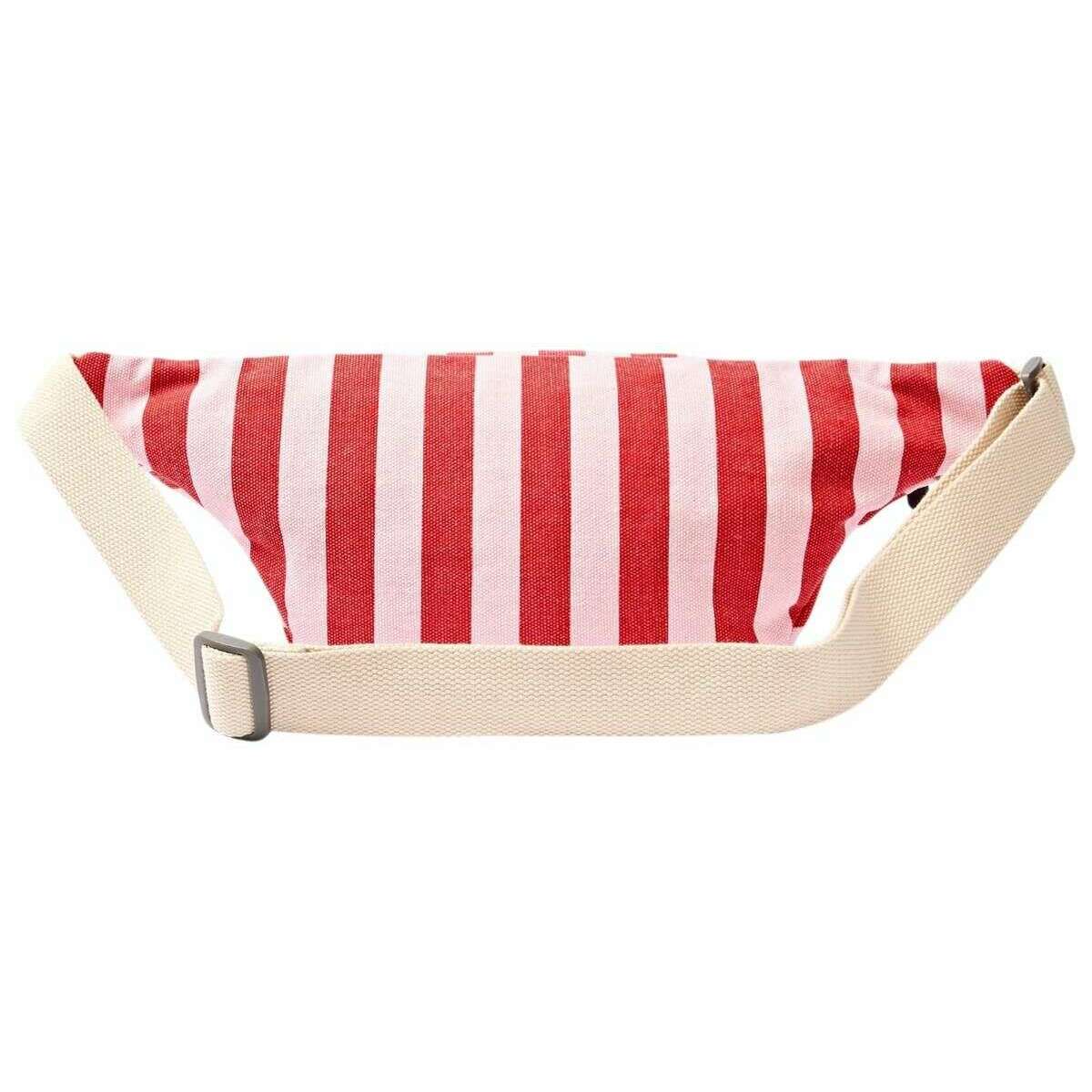Roka Mill Hill Small Cotton Canvas Crossbody Bag - Strawberry Stripe Pink/White - Image 2