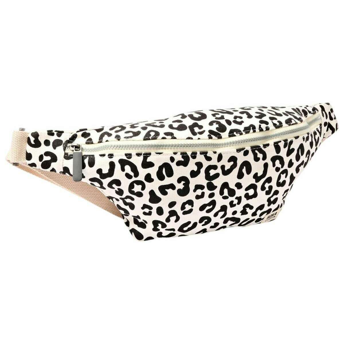 Roka Mill Hill Small Cotton Canvas Crossbody Bag - Summer Leopard White/Black - Image 3