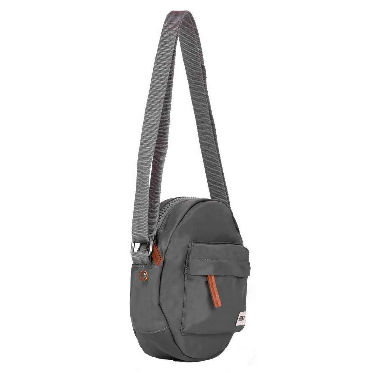 Roka Paddington B Small Sustainable Nylon Crossbody Bag - Graphite Grey - Image 3
