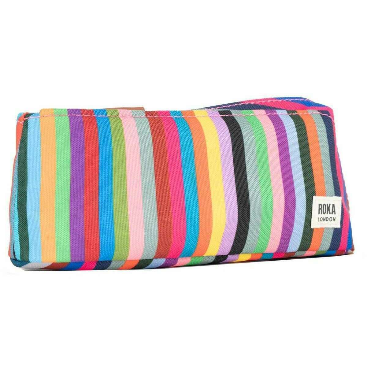 Roka Pimlico Small Recycled Canvas Pouch - Multi-colour Stripe - Image 3