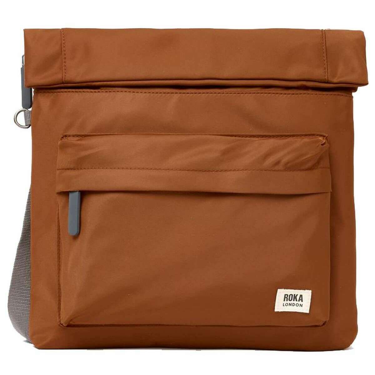 Roka Stratford B Large Recycled Nylon Crossbody Bag - Bran Brown