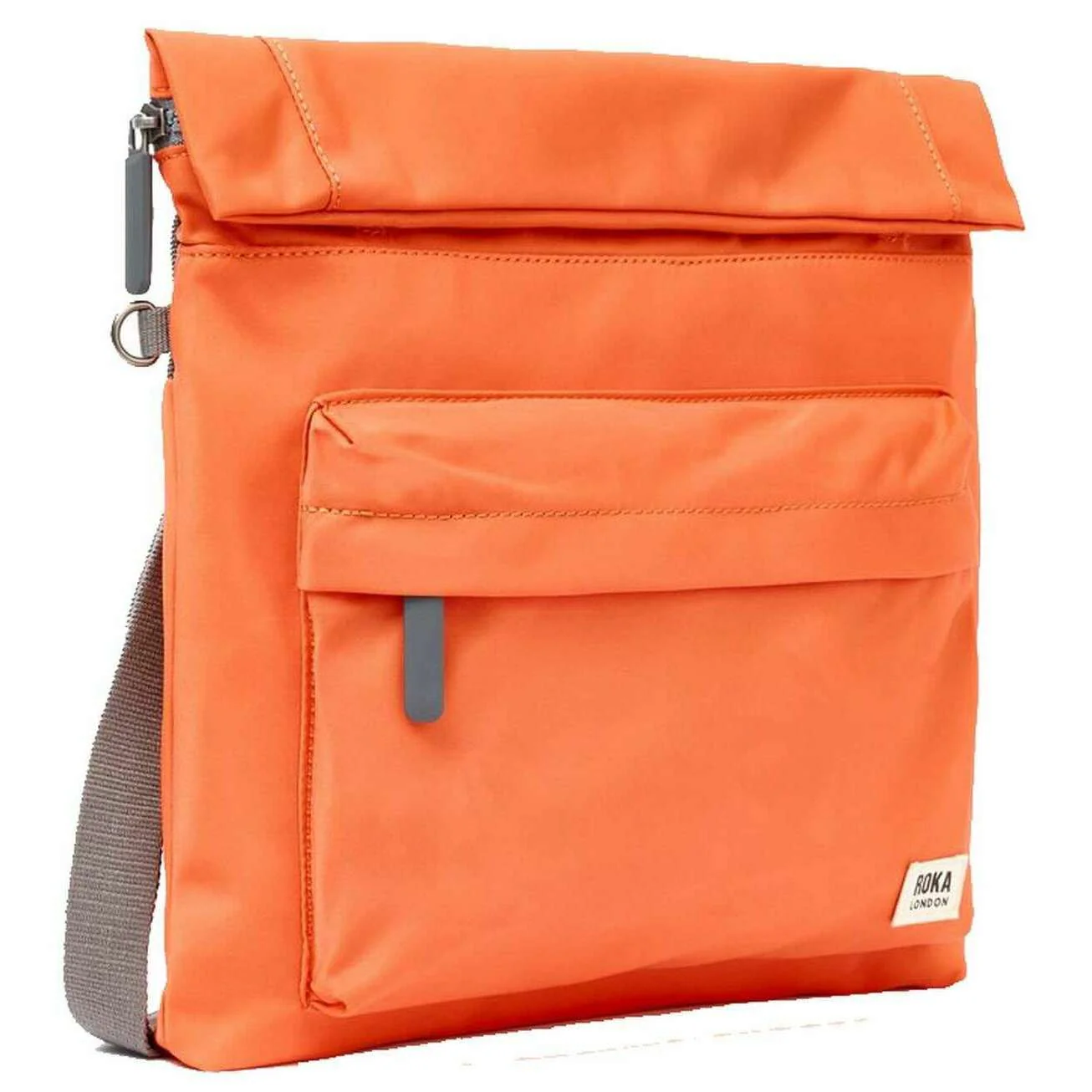 Roka Stratford B Large Recycled Nylon Crossbody Bag - Fire Cracker Orange - Image 3