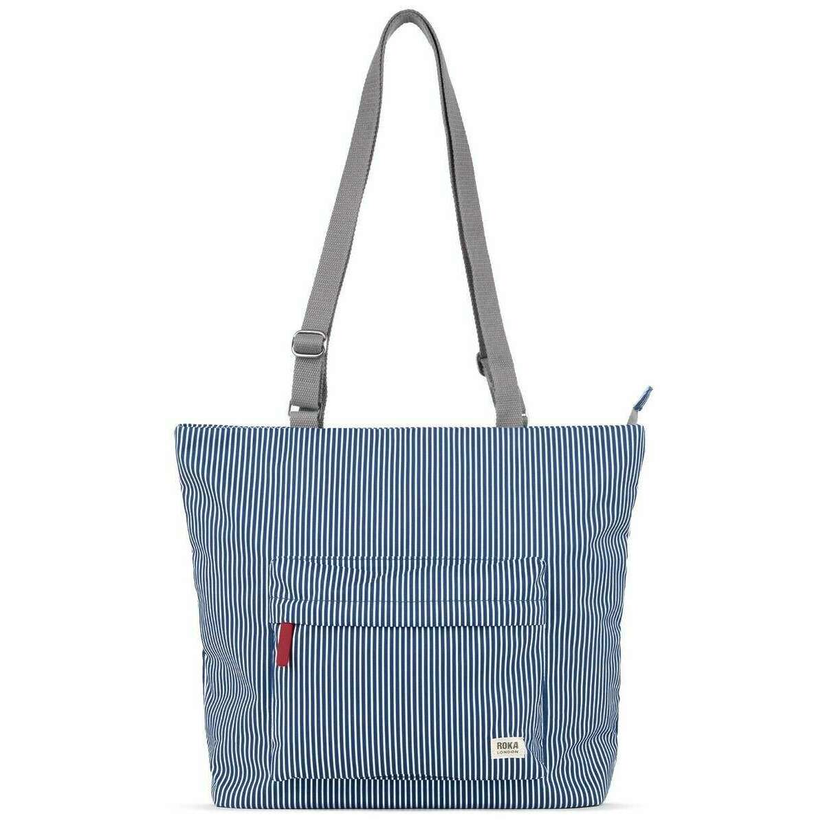Roka Trafalgar B Medium Hickory with Red Recycled Canvas Tote Bag - Red/Blue/White
