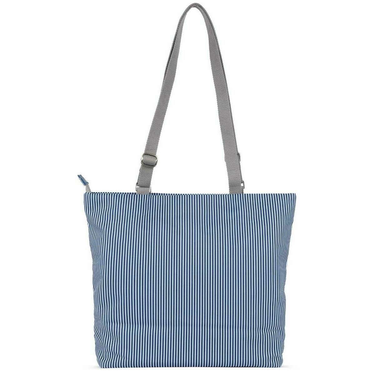 Roka Trafalgar B Medium Hickory with Red Recycled Canvas Tote Bag - Red/Blue/White - Image 2