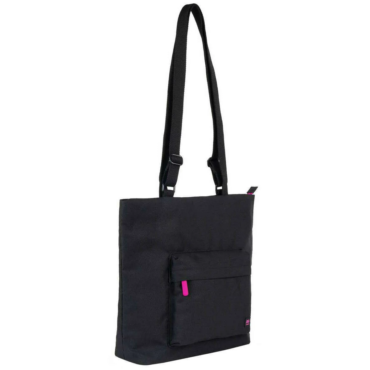Roka Trafalgar Medium All Black Pink Label Recycled Canvas Crossbody Bag - Black/Pink - Image 3