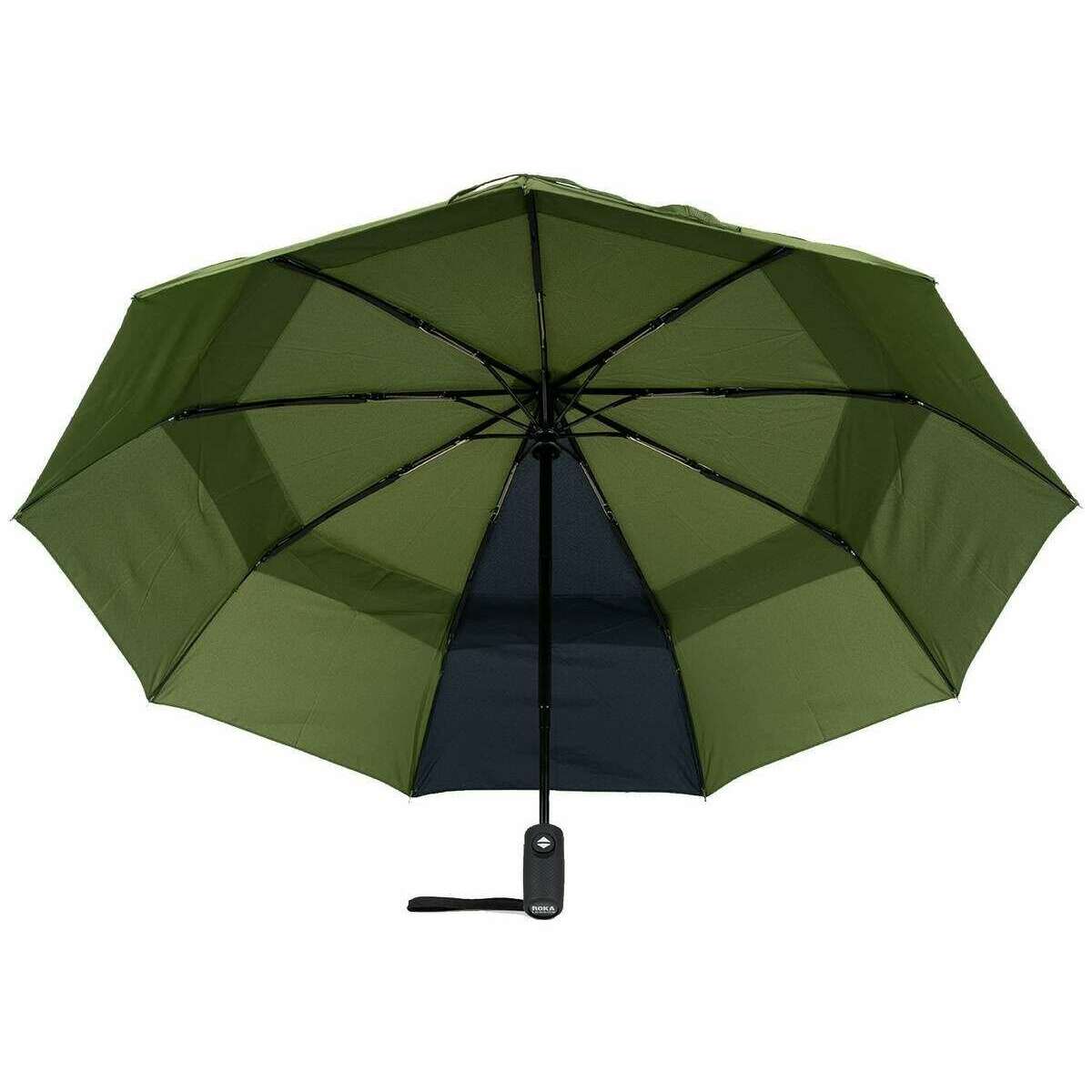 Roka Waterloo Recycled Nylon Umbrella - Avocado Green/Midnight Blue - Image 3