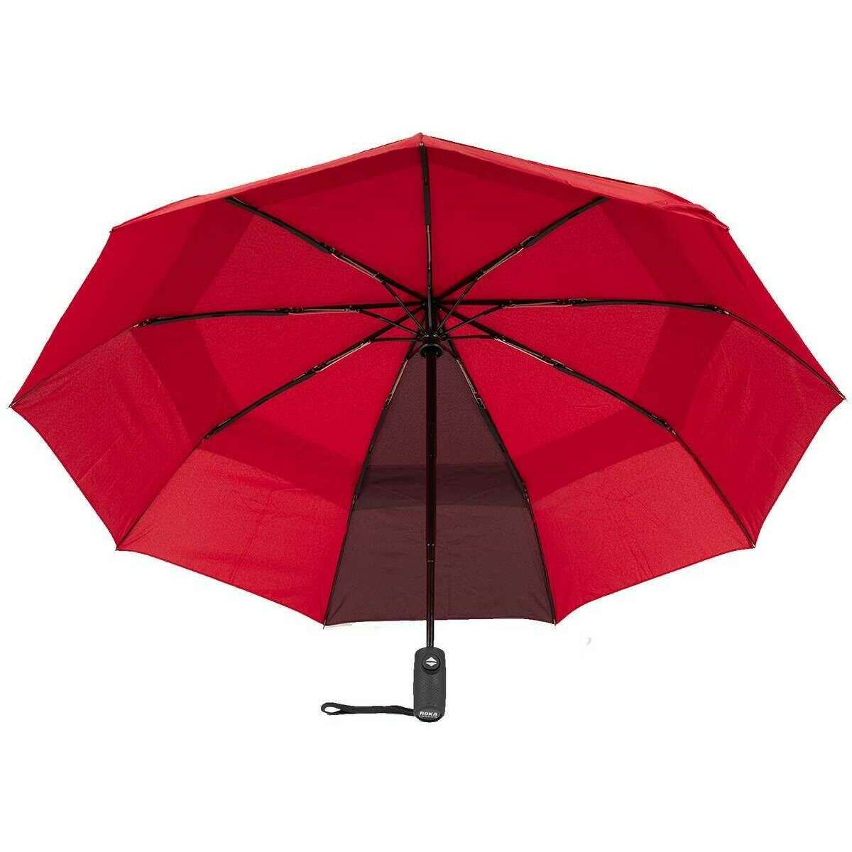 Roka Waterloo Recycled Nylon Umbrella - Cranberry Red/Plum Purple - Image 3
