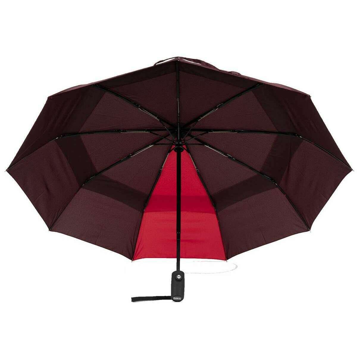 Roka Waterloo Recycled Nylon Umbrella - Plum Purple/Cranberry Red - Image 3