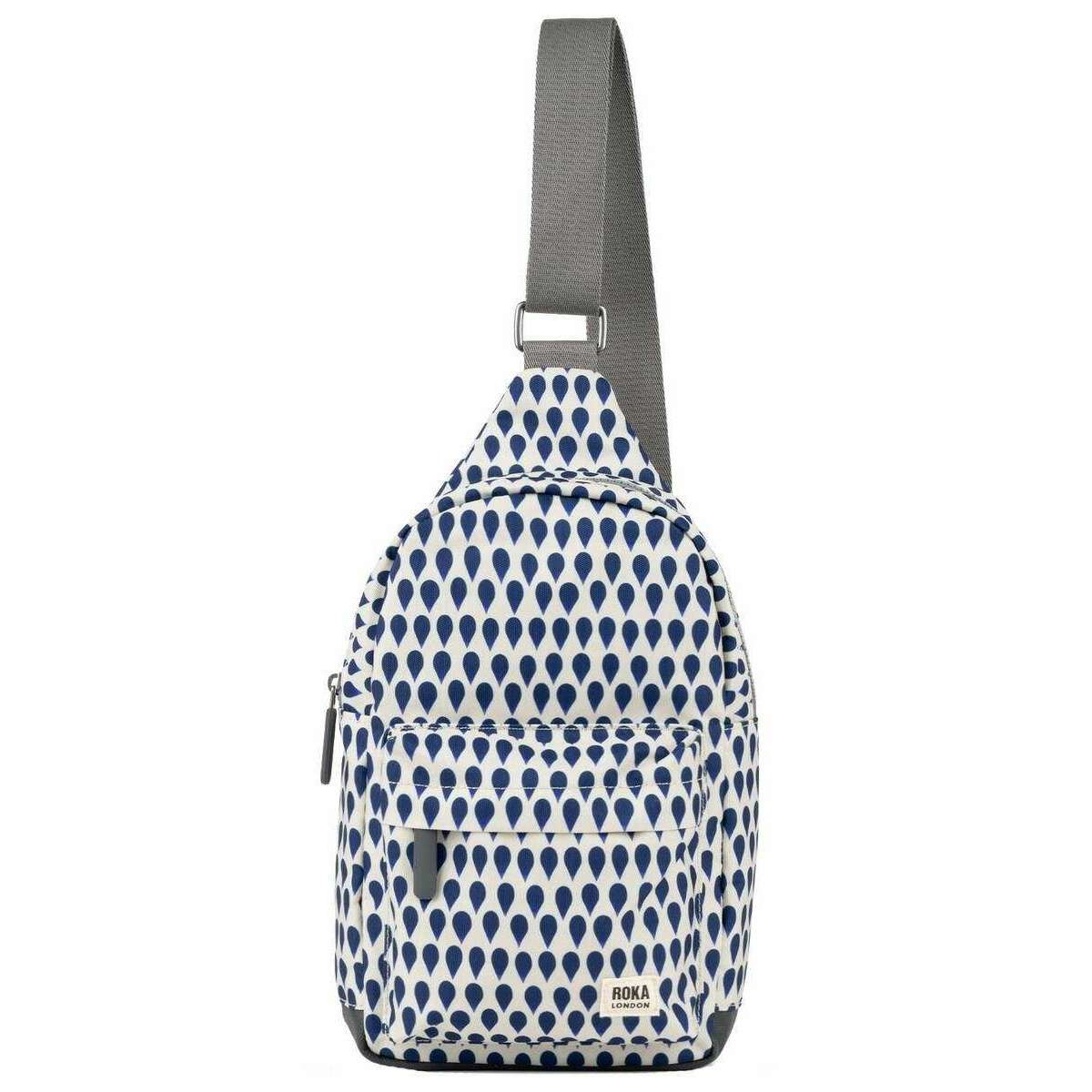 Roka Willesden B Large Denim Rain Recycled Canvas Scooter Bag - Blue/White