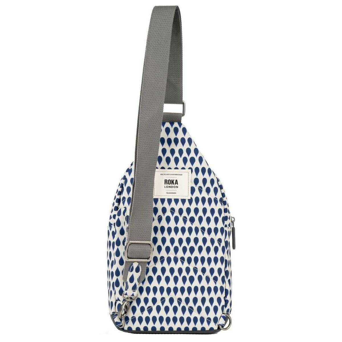 Roka Willesden B Large Denim Rain Recycled Canvas Scooter Bag - Blue/White - Image 2