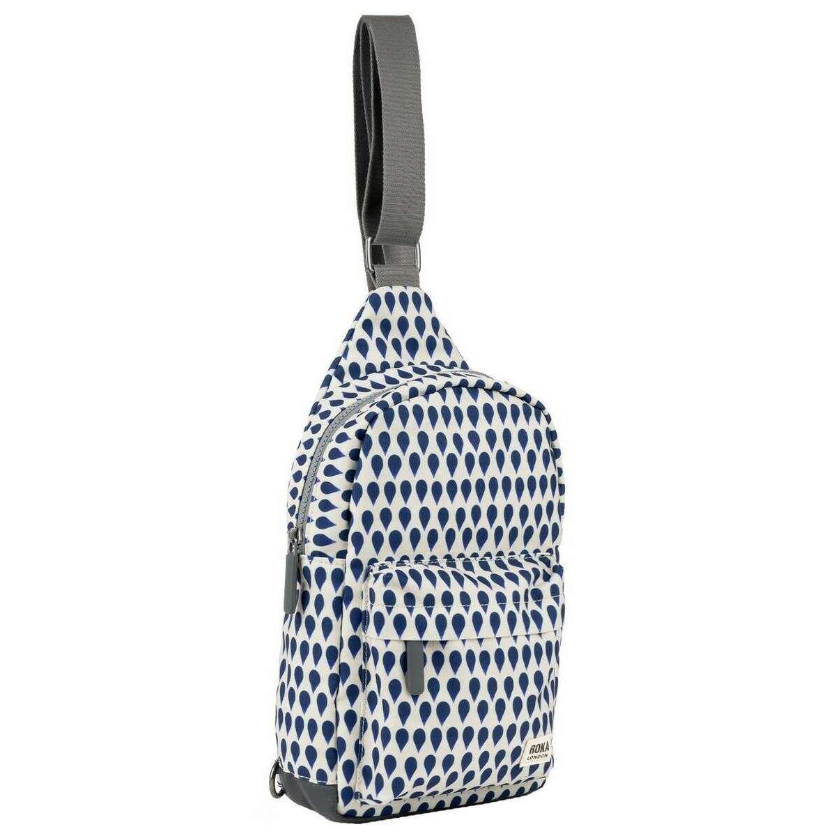 Roka Willesden B Large Denim Rain Recycled Canvas Scooter Bag - Blue/White - Image 3