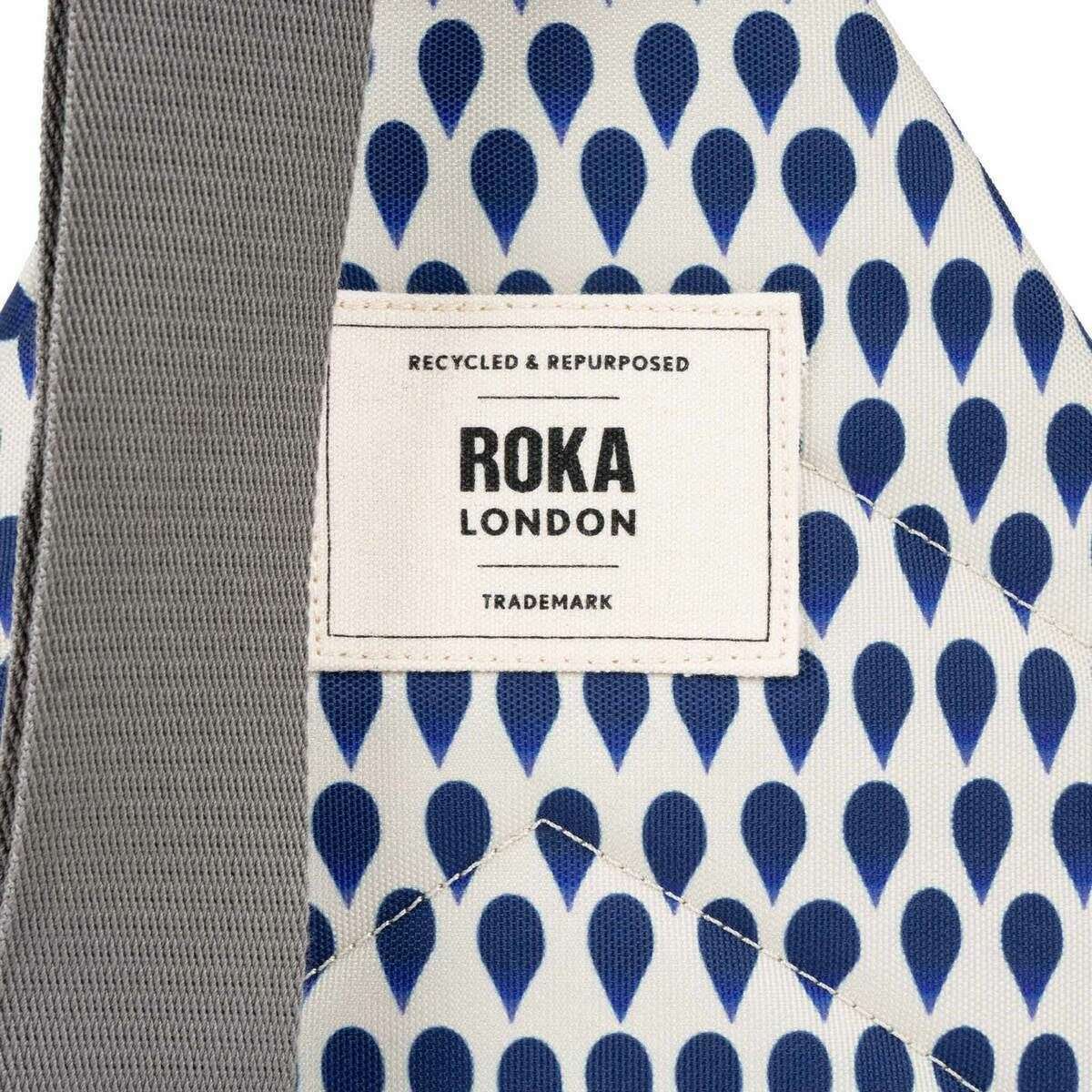 Roka Willesden B Large Denim Rain Recycled Canvas Scooter Bag - Blue/White - Image 7