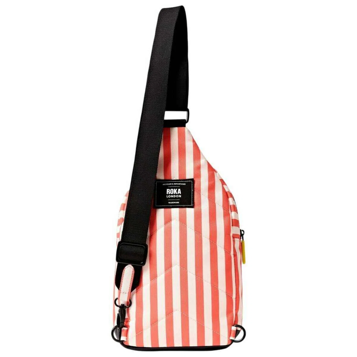 Roka Willesden B Large Recycled Canvas Scooter Bag - Coral Stripe Pink/White - Image 2