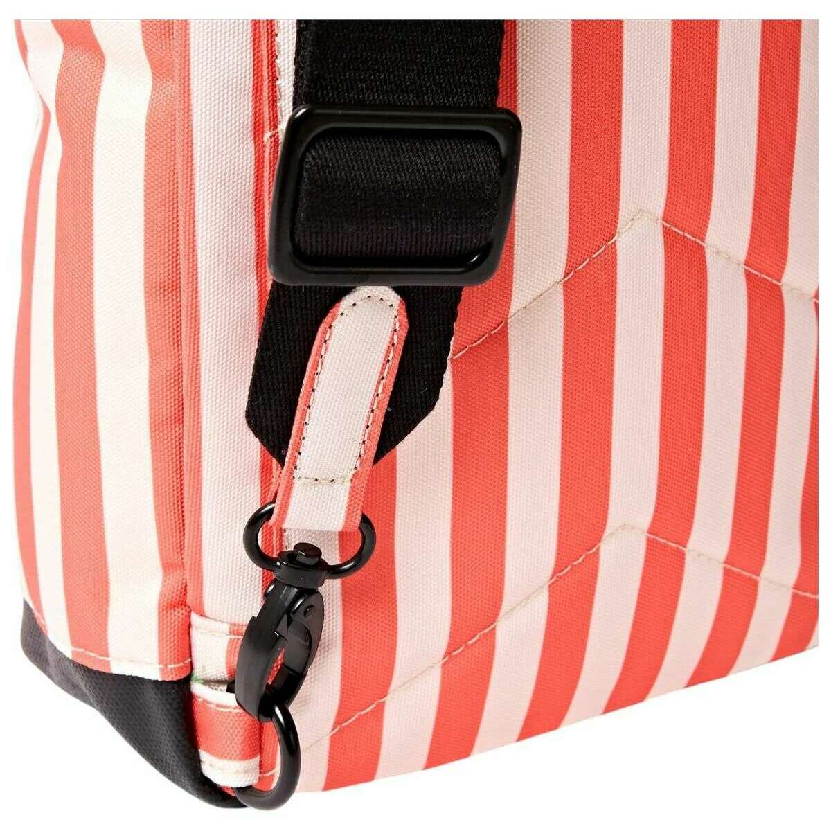 Roka Willesden B Large Recycled Canvas Scooter Bag - Coral Stripe Pink/White - Image 5