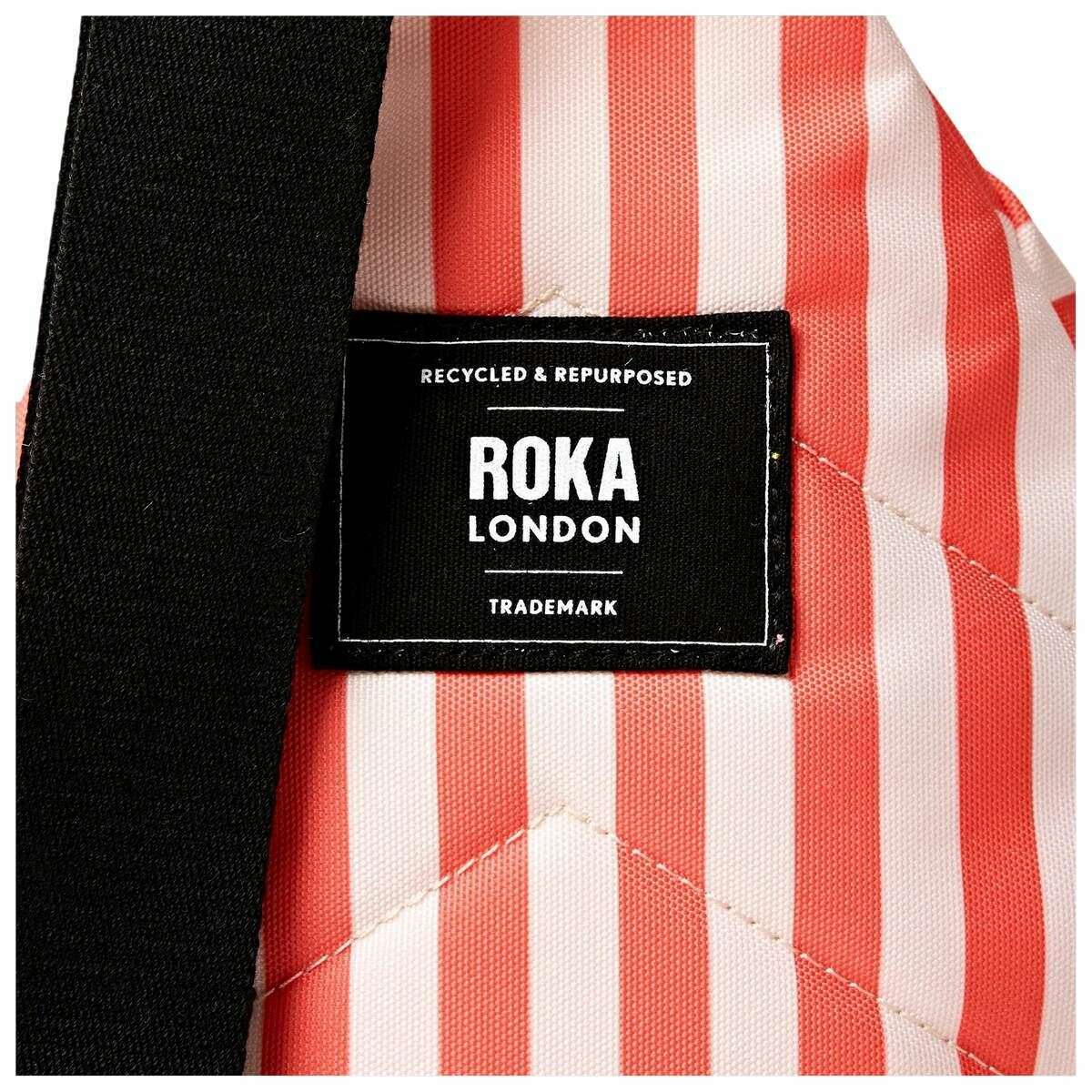 Roka Willesden B Large Recycled Canvas Scooter Bag - Coral Stripe Pink/White - Image 6