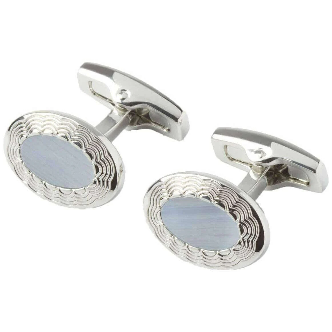 Simon Carter Allegro Blue Lace Agate Cufflinks - Blue - Image 2