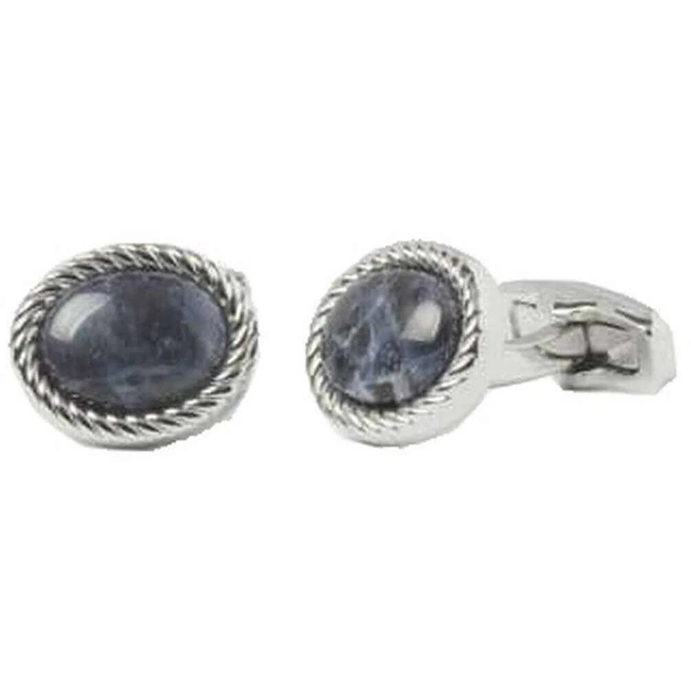 Simon Carter Charles Sodalite Cufflinks - Blue/Silver - Image 3