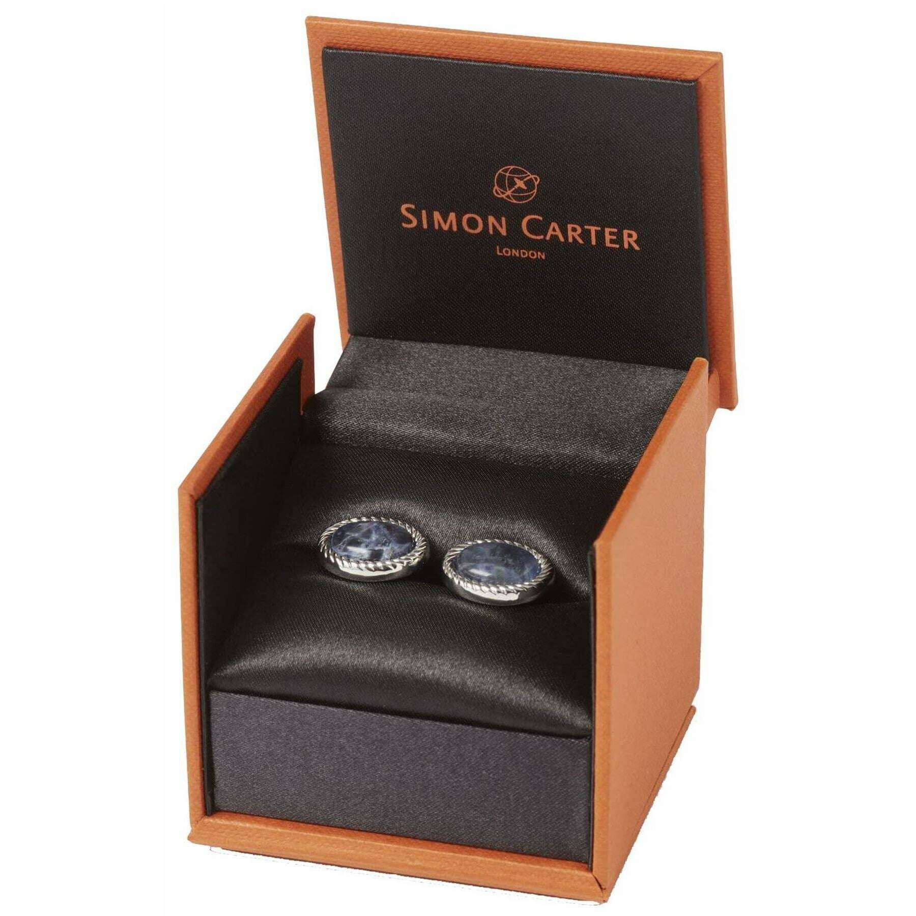 Simon Carter Charles Sodalite Cufflinks - Blue/Silver - Image 4
