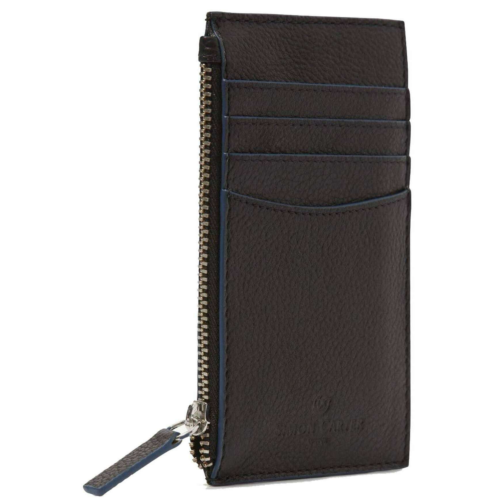 Simon Carter Contrast Edge Zip Credit Card Wallet - Black/Blue - Image 2