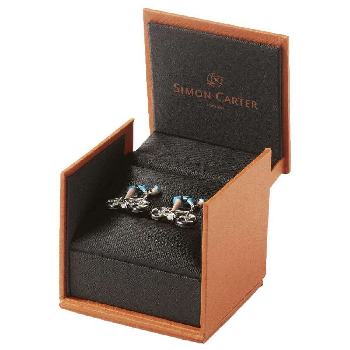 Simon Carter Cyclist Cufflinks - Blue - Image 4