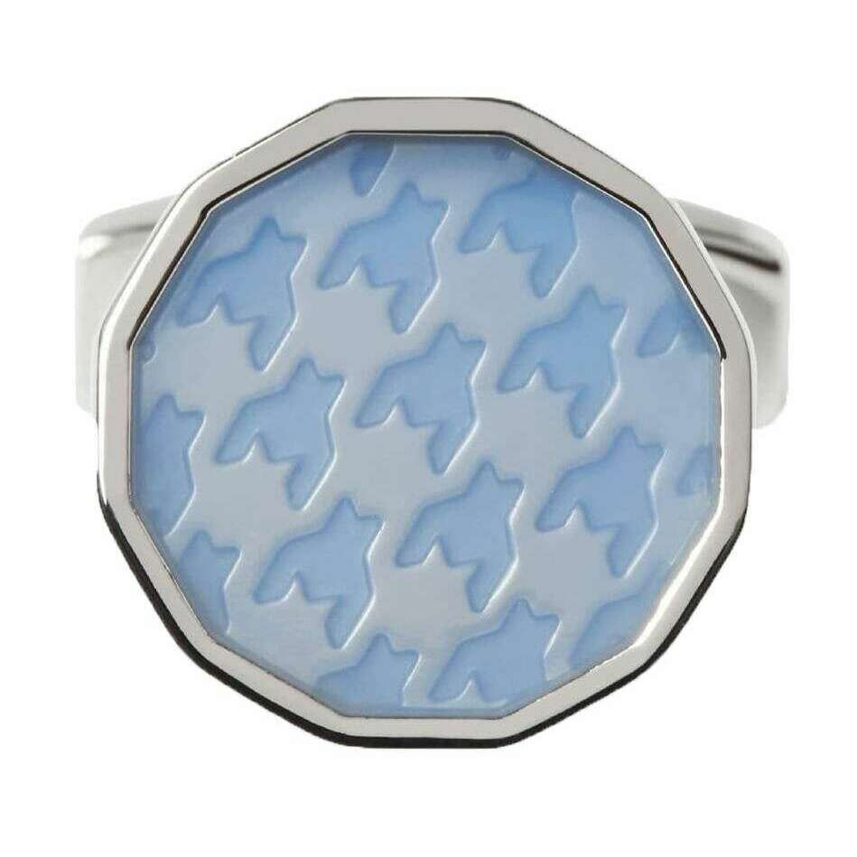 Simon Carter Dogtooth Enamel Cufflinks - Light Blue/Silver - Image 2