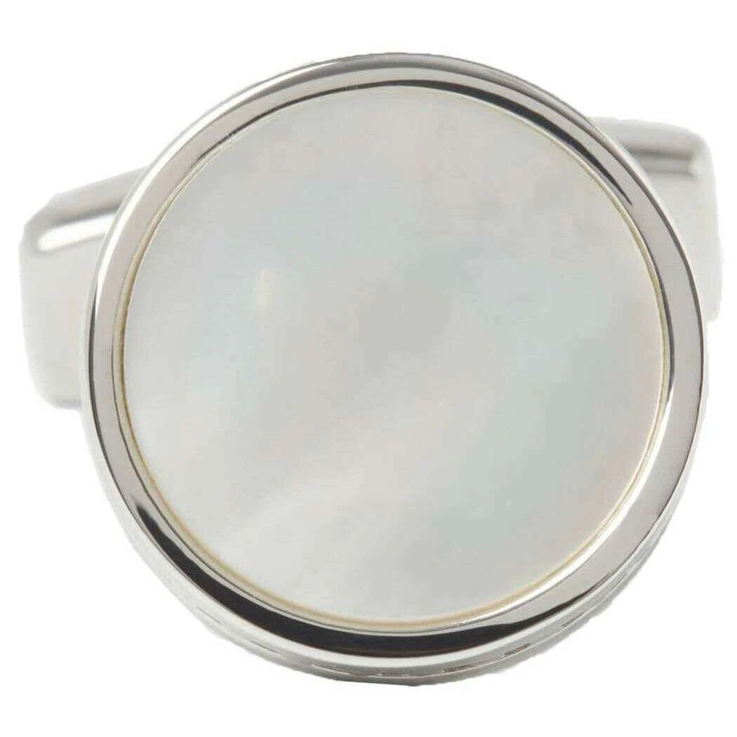 Simon Carter Edward Mother of Pearl Cufflinks - White/Silver - Image 2